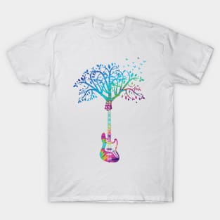 Bass Guitar Tree Abstract Texture Theme T-Shirt